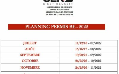 Planning Permis BE – 2022