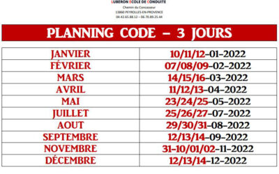 Planning code accéléré (ETG) – 2022