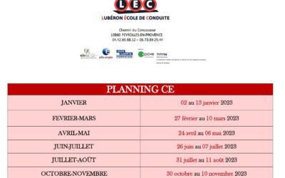 Planning Permis CE – 2023