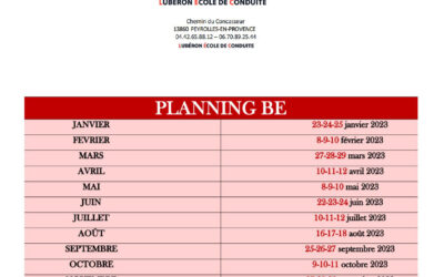Planning Permis BE – 2023