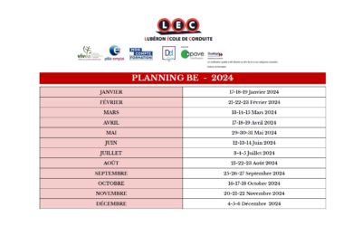 Planning Permis BE – 2024