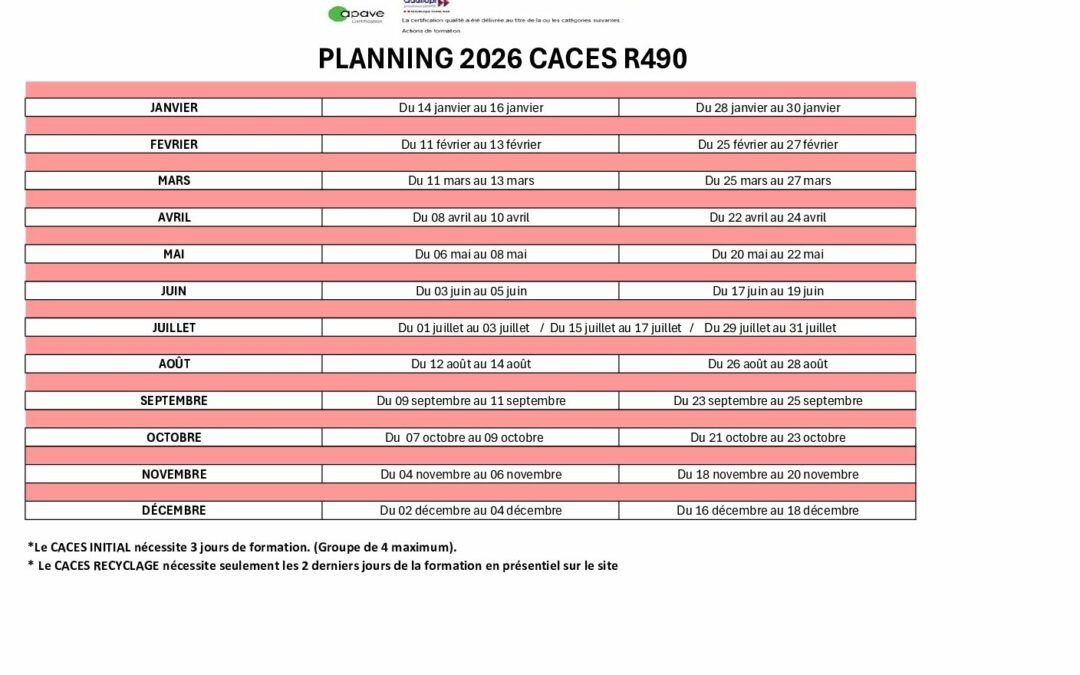 Planning CACES R 490